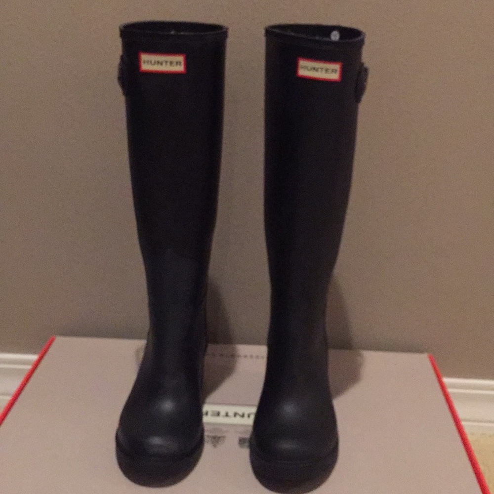 Hunter Boots Original Wedge Heel Black Size 7